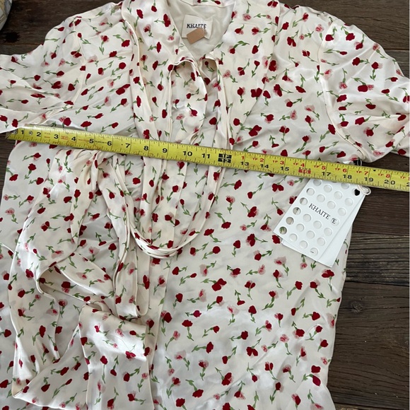KHAITE Women's Floral Print Attached Scarf Blouse Size 2 - Picture 6 of 12